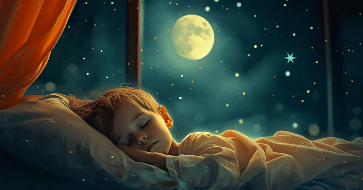 This image shows a Toddler sleeping on a bed.