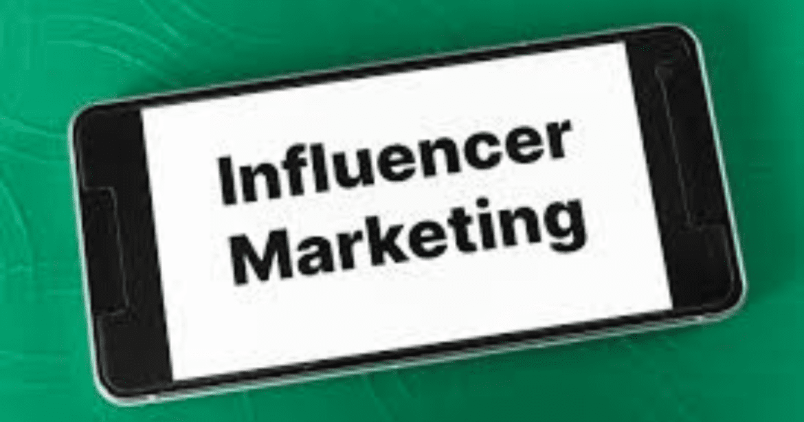 This image shows a sign of Influencer Marketing on a mobile screen