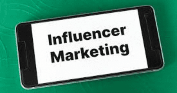 This image shows a sign of Influencer Marketing on a mobile screen